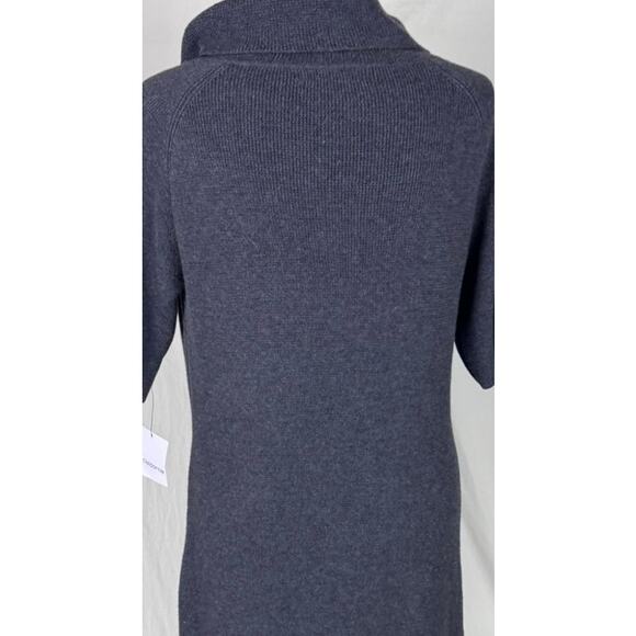 Liz Claiborne Zip Neck Short Sleeve Dress Charcoal Gray NEW NWT Cotton Poly - Picture 3 of 8